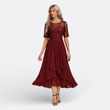 Isla - Kurzarm-Abendkleid aus Spitze