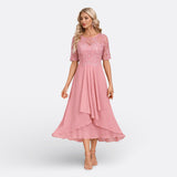 Isla - Kurzarm-Abendkleid aus Spitze