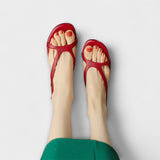 Elfrieda - Elegant Red Flat Sandals