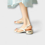 Elfrieda - Elegant Red Flat Sandals