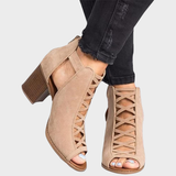 Beatrice – Elegant Peeptoe Sandals with Lacing