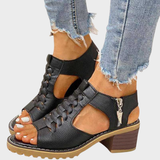 Cornelia – Elegant Peep-Toe Sandals with Block Heel