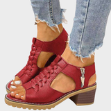Cornelia – Elegant Peep-Toe Sandals with Block Heel