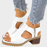 Cornelia – Elegant Peep-Toe Sandals with Block Heel