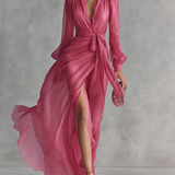 Beatrice | Elegant Chiffon V-neck Tie-waist Long Dress