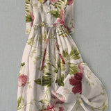 Elena | Floral Dress with Lace-Up and Vintage Waist