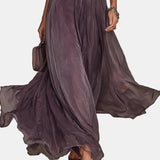 Flavia – Long Purple Dress with Cut-Out and Lace Finish