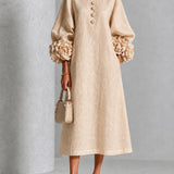 Gaby | Floral Button Midi Dress with Statement Sleeves