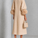 Gaby | Floral Button Midi Dress with Statement Sleeves