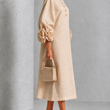 Gaby | Floral Button Midi Dress with Statement Sleeves
