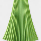 Long Pleated Satin Skirt