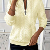 Amalie - Cable Knit Zip Sweater for Women