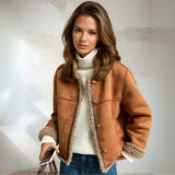 Vera - Faux Leather Button Coat