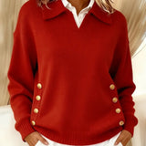 V-Neck Jumper with Collar for Women
