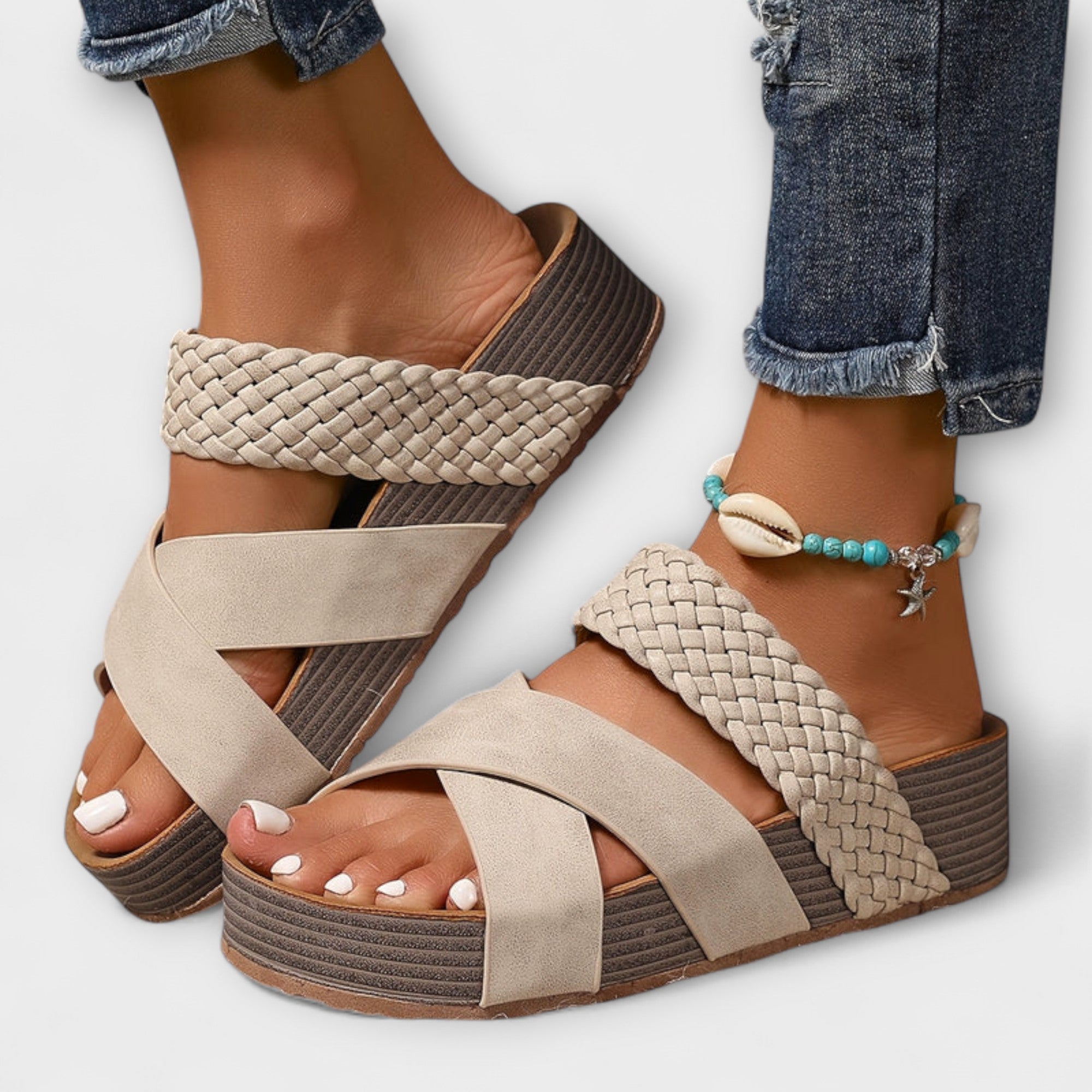 Roswita - Braided Wedge Sandals
