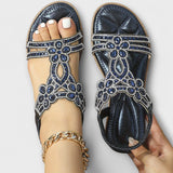 Reinhilde - Turquoise Boho Sandals with Rhinestones