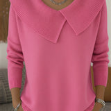 Warm Jumper with Soft Collar for Women