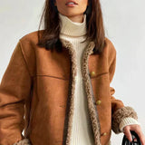 Vera - Faux Leather Button Coat