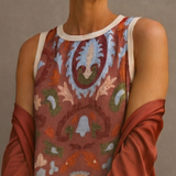 Daniela - Long floral dress with a fitted vest