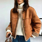 Vera - Faux Leather Button Coat