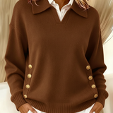 V-Neck Jumper with Collar for Women