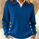 V-Neck Jumper with Collar for Women