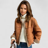 Vera - Faux Leather Button Coat