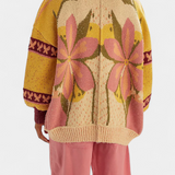 Casey Floral Pattern Knit Cardigan with Loose Fit