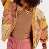 Casey Floral Pattern Knit Cardigan with Loose Fit