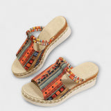 Edeltraud - Ethnic Slip-Ons with Wedge Heel