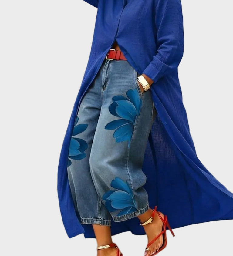 Daniella - Linen Dress & Floral Denim Set
